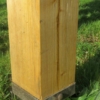 Pied en bois de châtaignier installé sur la bac potager Saint Cado de chez Jardin Fertile.
